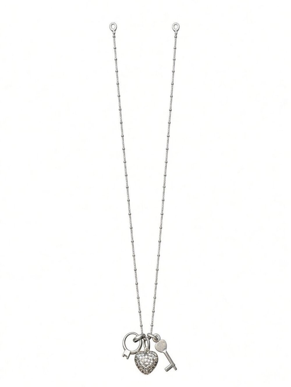 Links of London Sterling Silver Box Chain Charm Necklace Heart Key Ring 9.7g